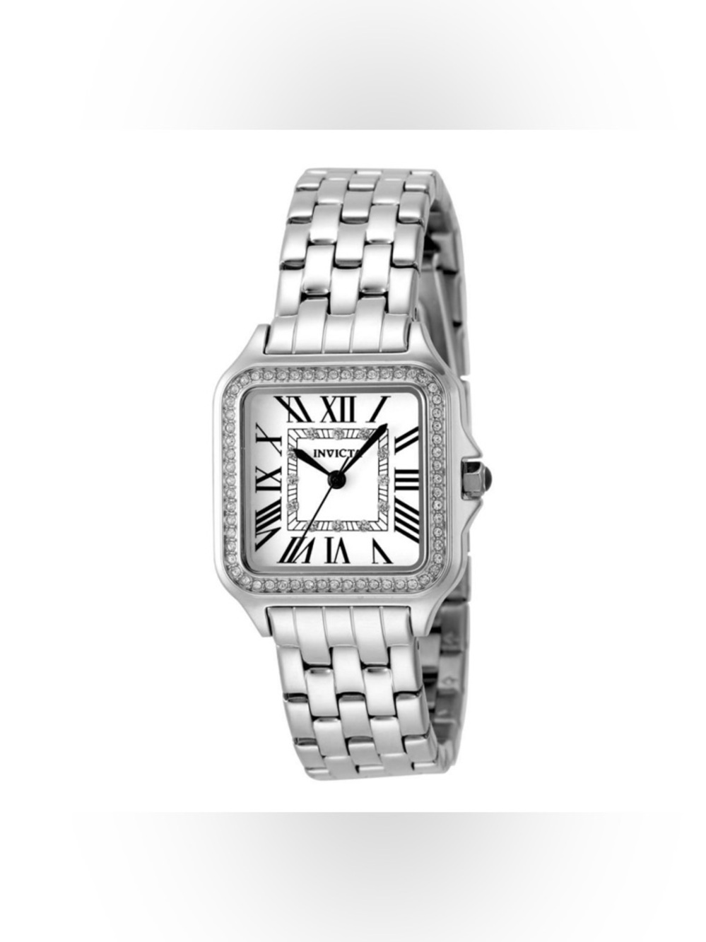 Invicta Angel Women’s Silver Crystal-Trim Square Bracelet Watch (48994) 28mm